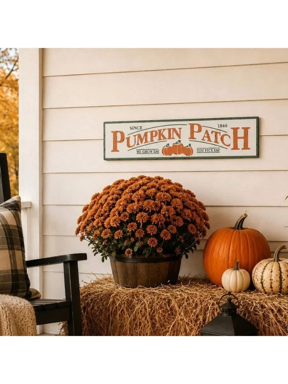 Autumn Pumpkin Patch Metal Wall Sign Rustic Farmhouse Fall Decor Vintage Country